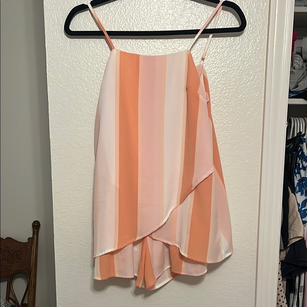 Striped Orange and White Layered romper